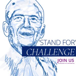 Illustration of Terry Sanford. Words: Stand For Challenge